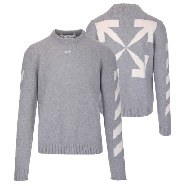 off-white arrow knitted sweater grijs