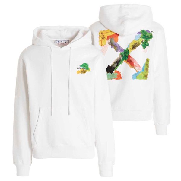 Off White Brush Arrow Hoodie Wit