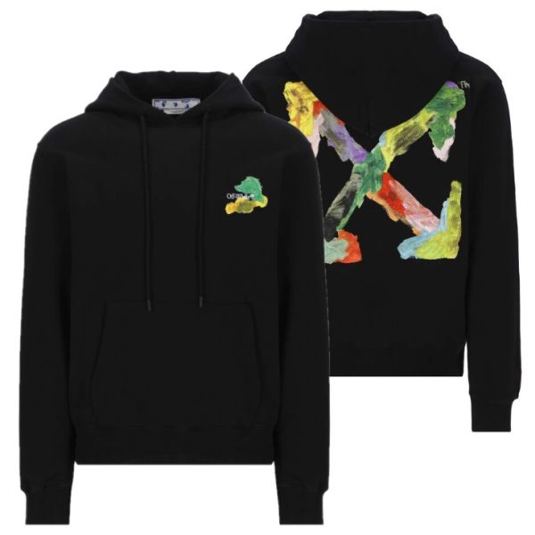 Off White Brush Arrow Hoodie Zwart