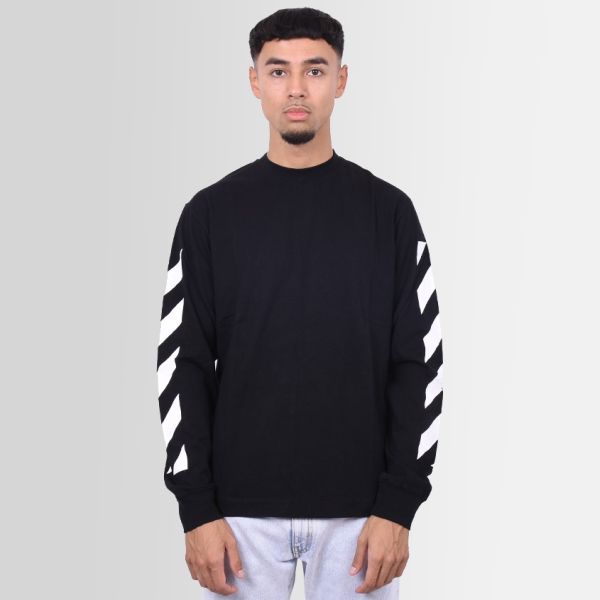 Off-White Diagonal Arrow T-shirt Lange Mouw Zwart