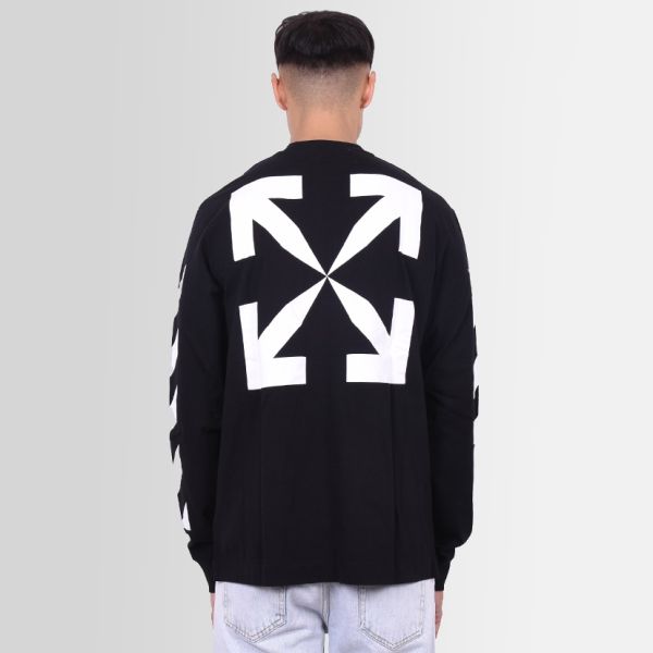 Off-White Diagonal Arrow T-shirt Lange Mouw Zwart