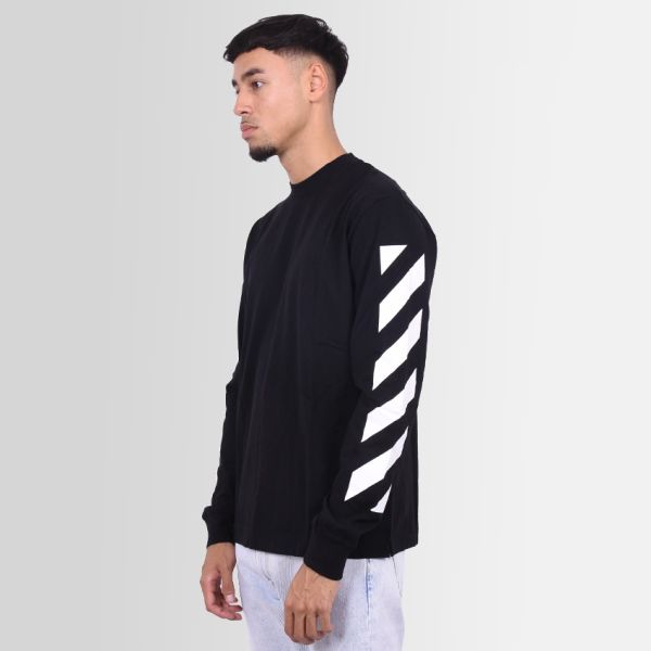 Off-White Diagonal Arrow T-shirt Lange Mouw Zwart