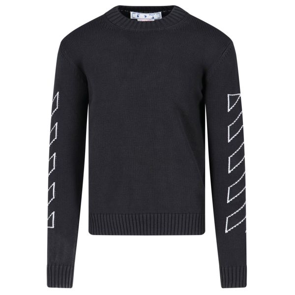 Off-White Diagonal Outline Knitted Sweater Zwart
