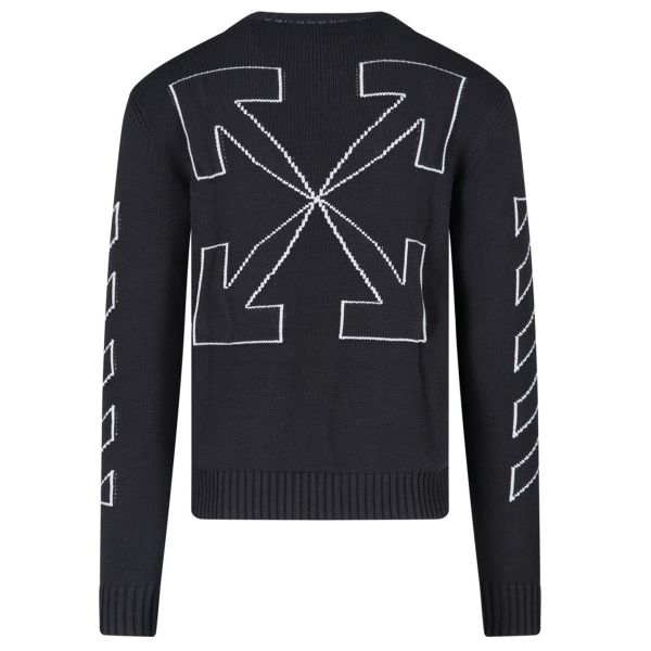 Off-White Diagonal Outline Knitted Sweater Zwart