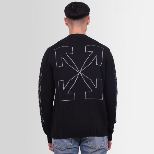 Off-White Diagonal Outline Knitted Sweater Zwart