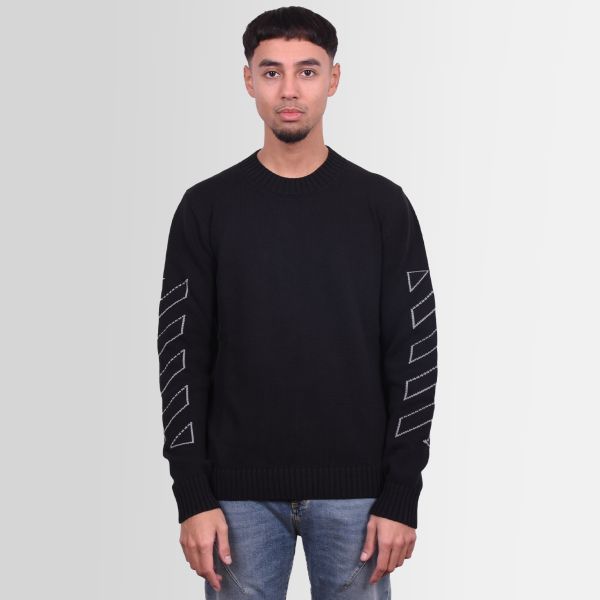 Off-White Diagonal Outline Knitted Sweater Zwart