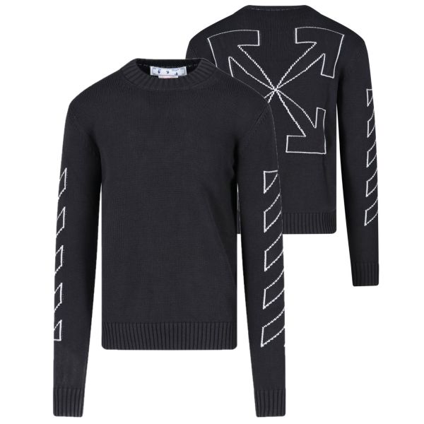 Off-White Diagonal Outline Knitted Sweater Zwart