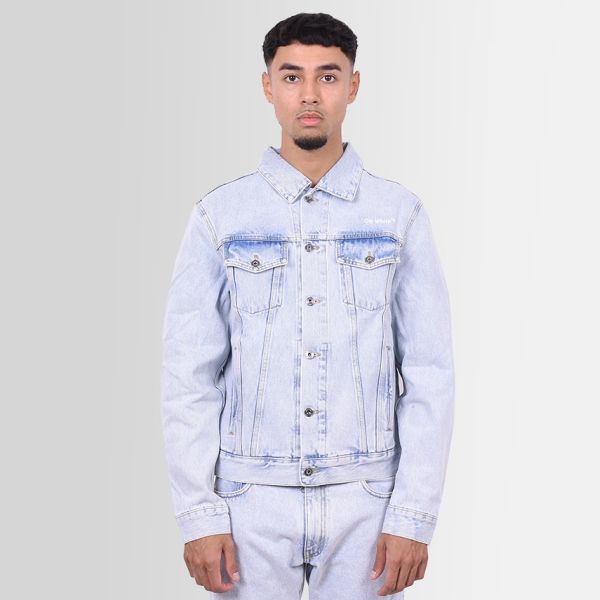 Off-White Diagonal Tab Slim Spijkerjas Licht Blauw