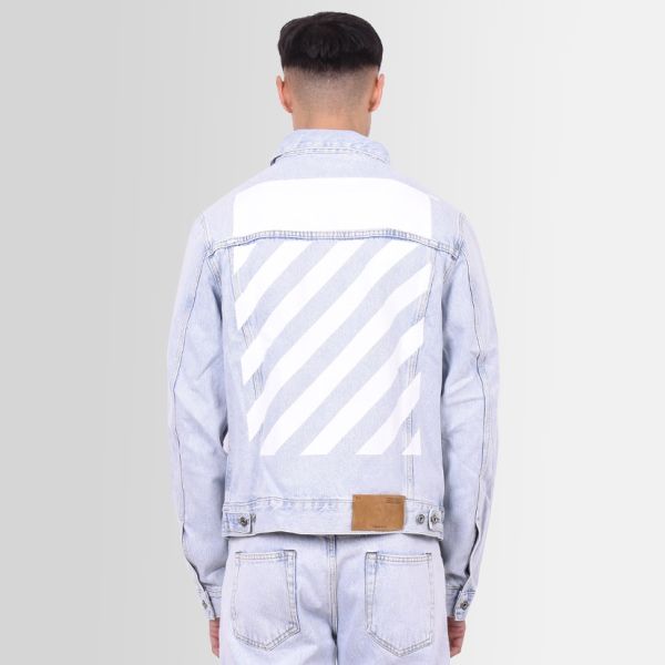 Off-White Diagonal Tab Slim Spijkerjas Licht Blauw