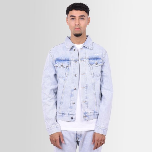 Off-White Diagonal Tab Slim Spijkerjas Licht Blauw