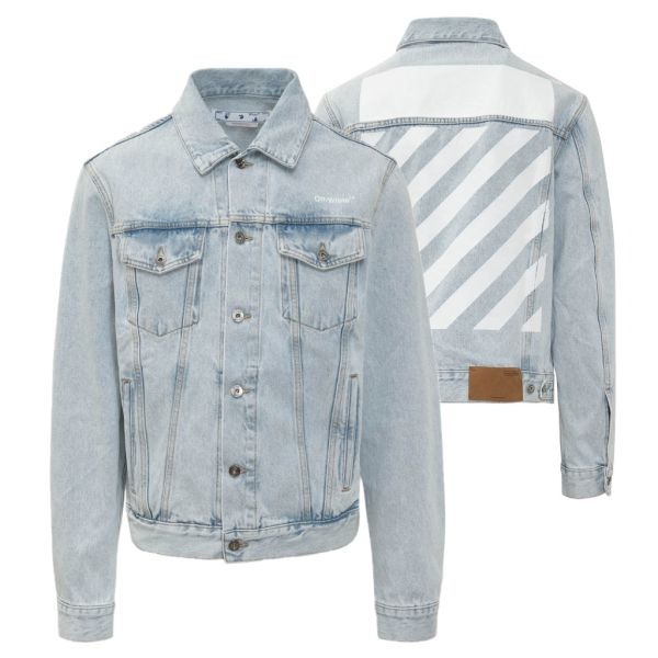 Off-White Diagonal Tab Slim Spijkerjas Licht Blauw
