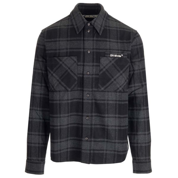 Off-White Outline Arrow Flannel Overshirt Grey/White