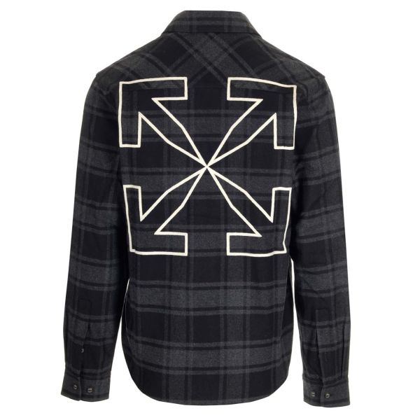 Off-White Outline Arrow Flannel Overshirt Grey/White