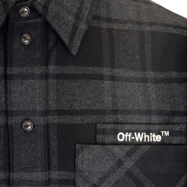 Off-White Outline Arrow Flannel Overshirt Grey/White