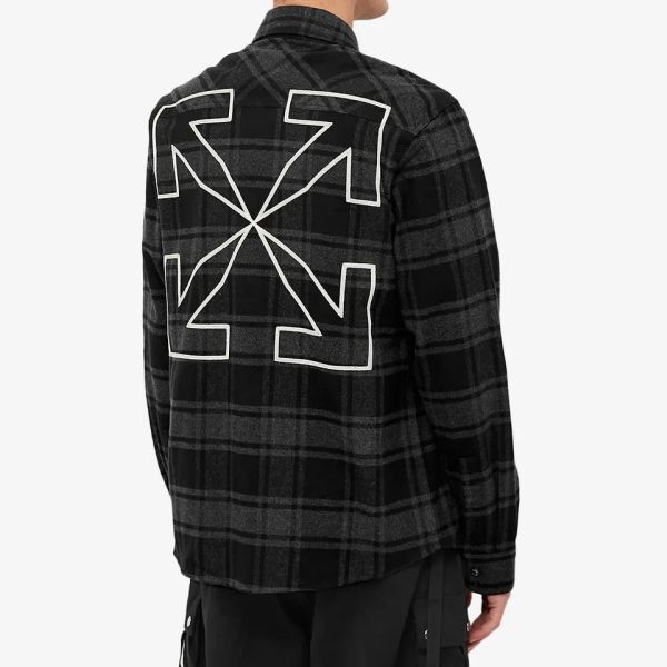 Off-White Outline Arrow Flannel Overshirt Grey/White