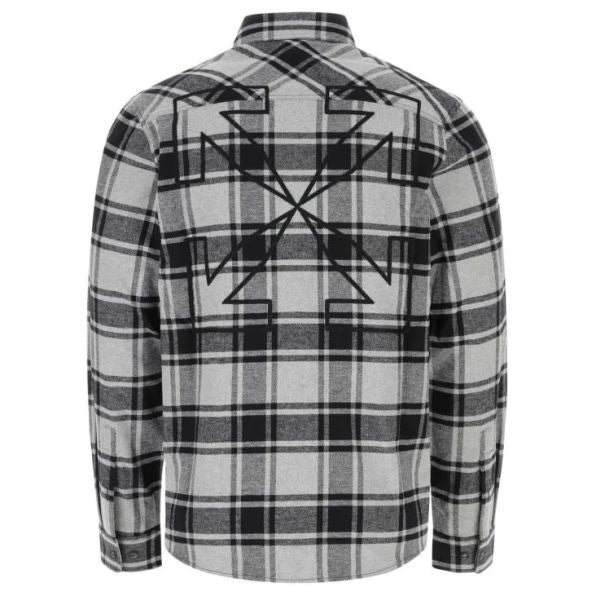 Off-White Outline Arrow Flannel Overshirt Grijs