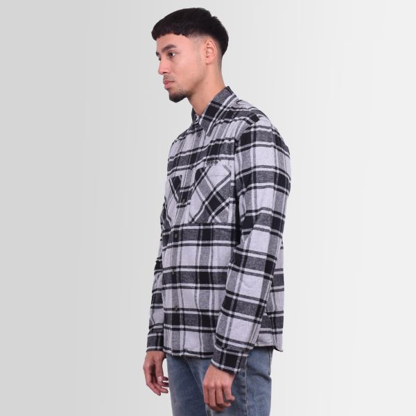 Off-White Outline Arrow Flannel Overshirt Grijs
