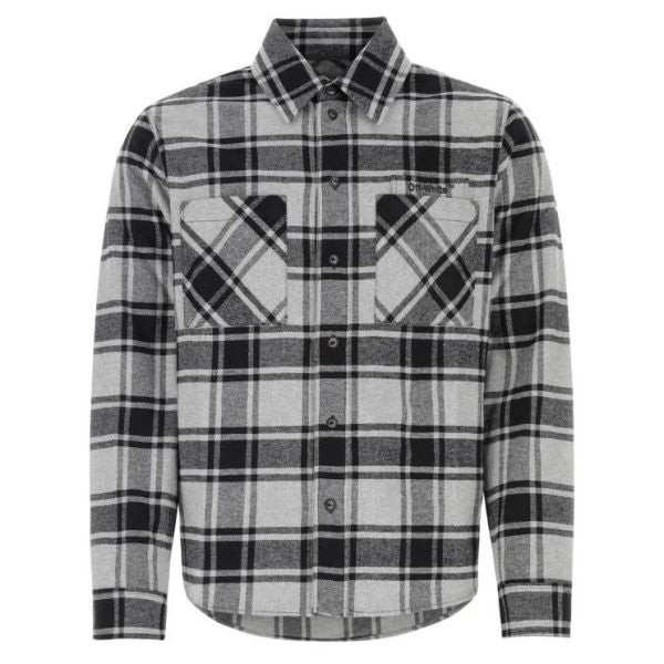 Off-White Outline Arrow Flannel Overshirt Grijs
