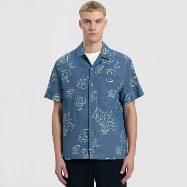 Olaf AOP Denim Overhemd Blauw