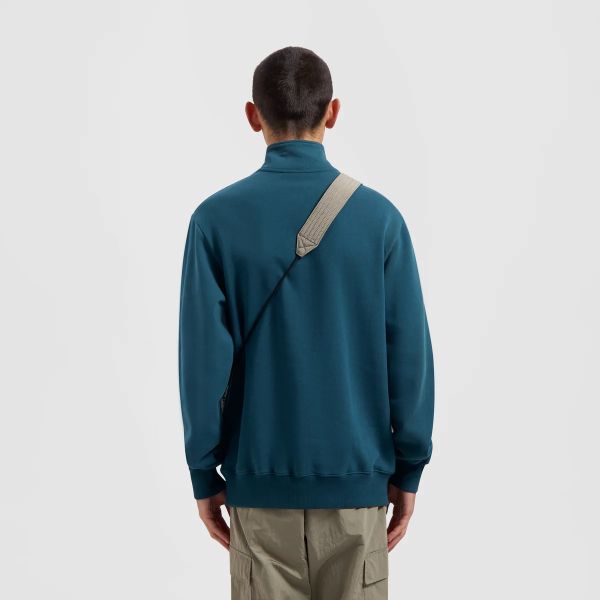 Olaf Block Zip Mock Sweater Blauw