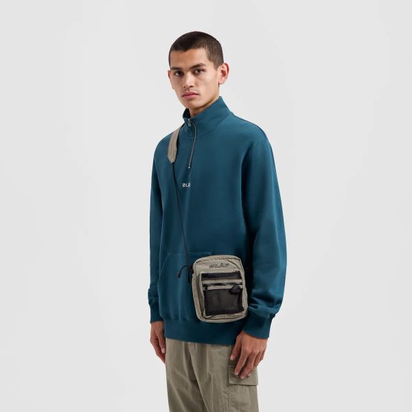 Olaf Block Zip Mock Sweater Blauw