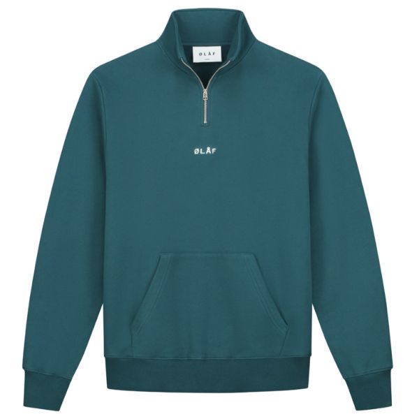 Olaf Block Zip Mock Sweater Blauw