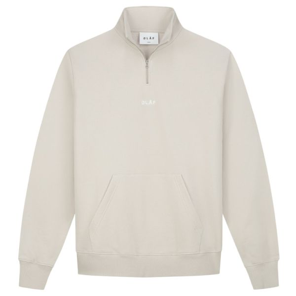 Olaf Block Zip Mock Sweater Off White
