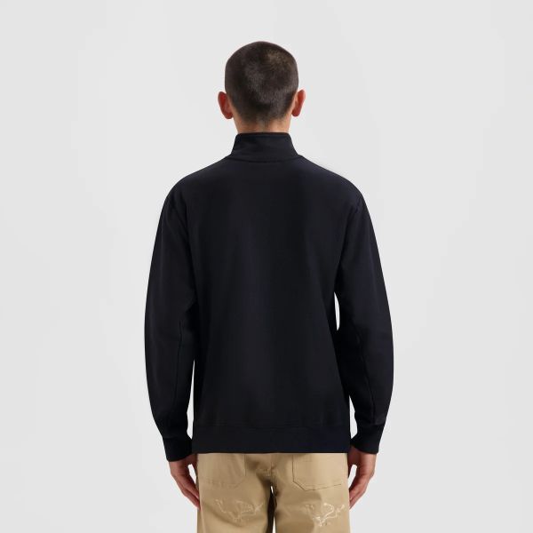 Olaf Block Zip Mock Sweater Zwart