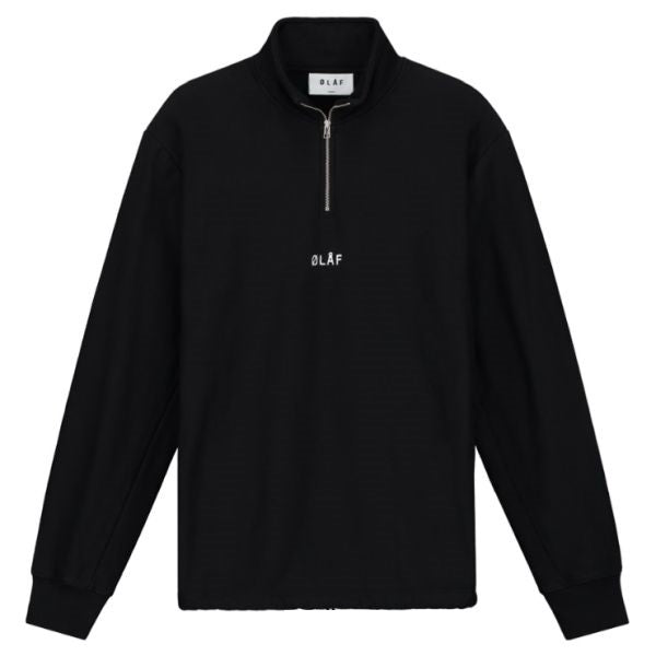 Olaf Block Zip Mock Sweater Zwart