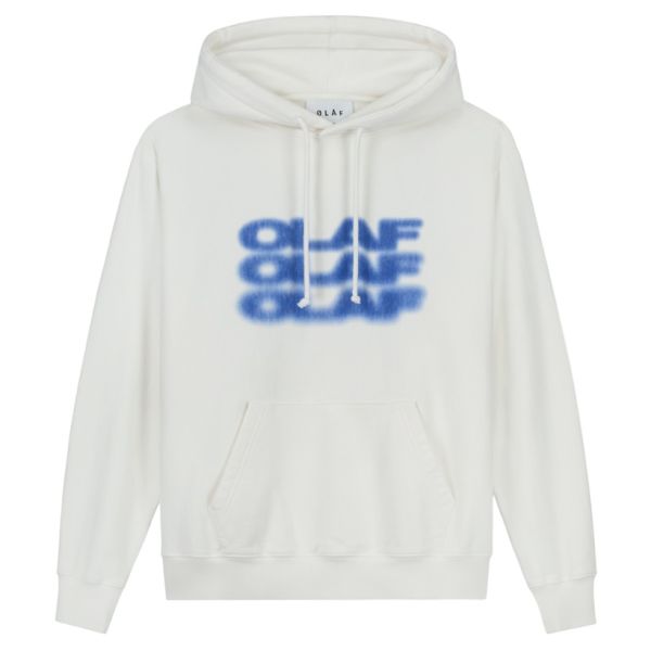 Olaf Blur Logo Hoodie Wit