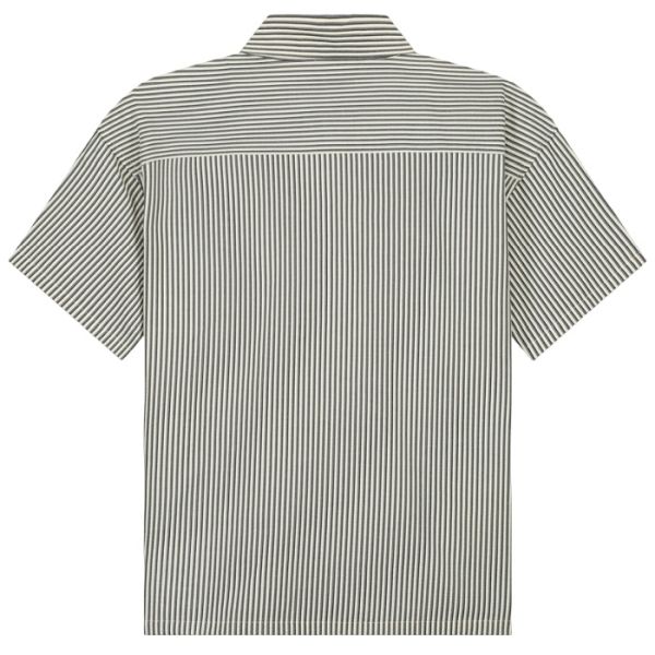 Olaf Boxy Seersucker Stripe Overhemd Grijs