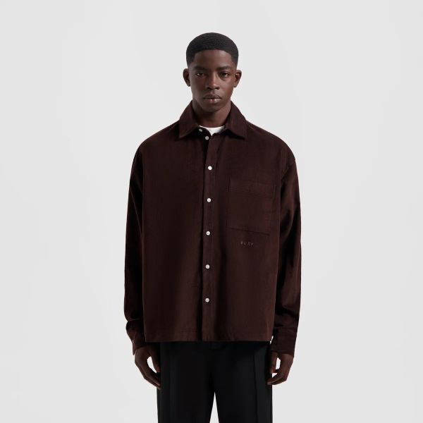 Olaf Corduroy Boxy Overshirt Donker Bruin