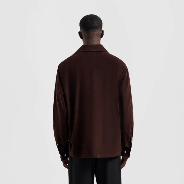 Olaf Corduroy Boxy Overshirt Donker Bruin