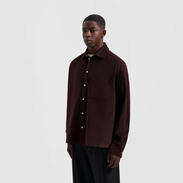 Olaf Corduroy Boxy Overshirt Donker Bruin