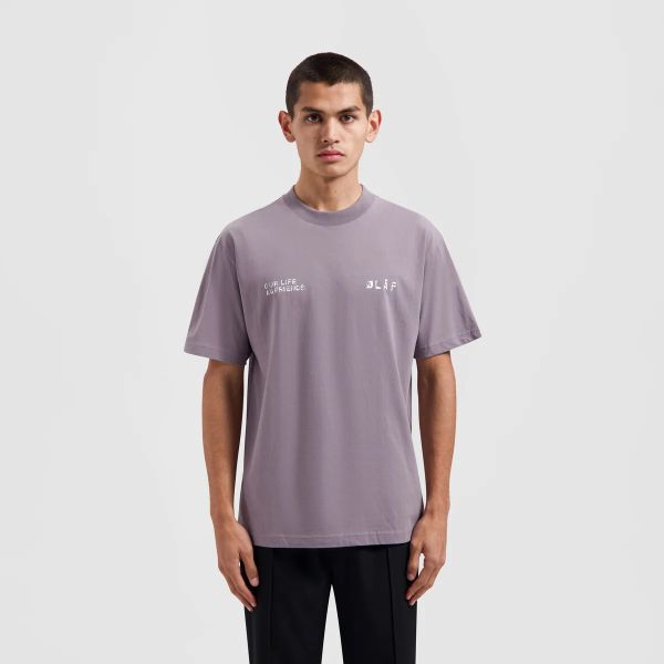Olaf Dual Logo T-shirt Paars/Grijs