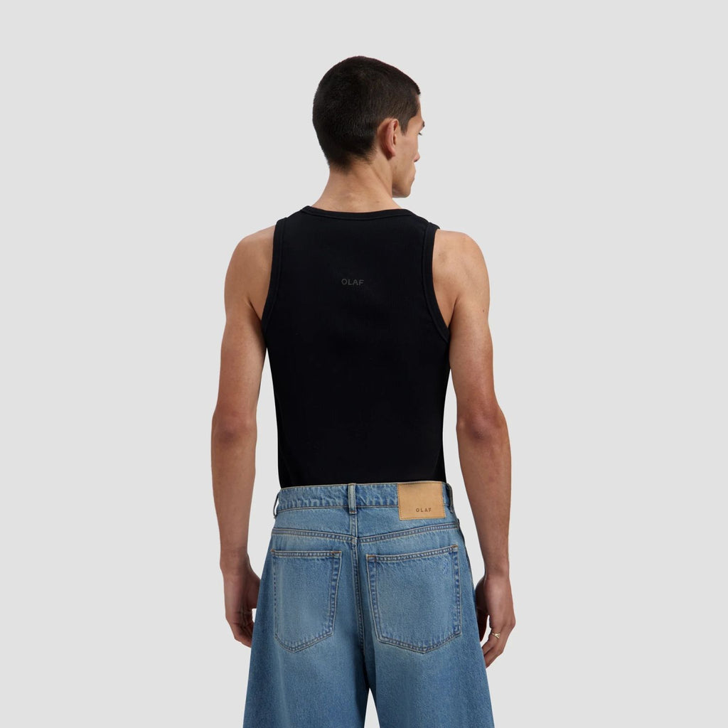 Olaf Essential Rib Tank Top Zwart