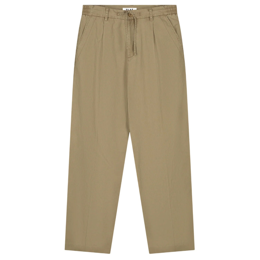 Olaf Herringbone Pleated Broek Beige