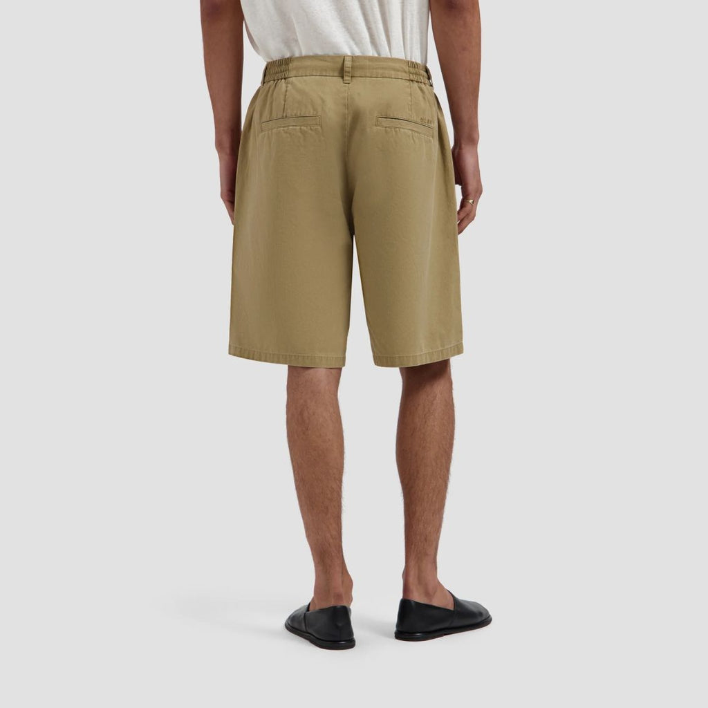 Olaf Herringbone Pleated Korte Broek Beige