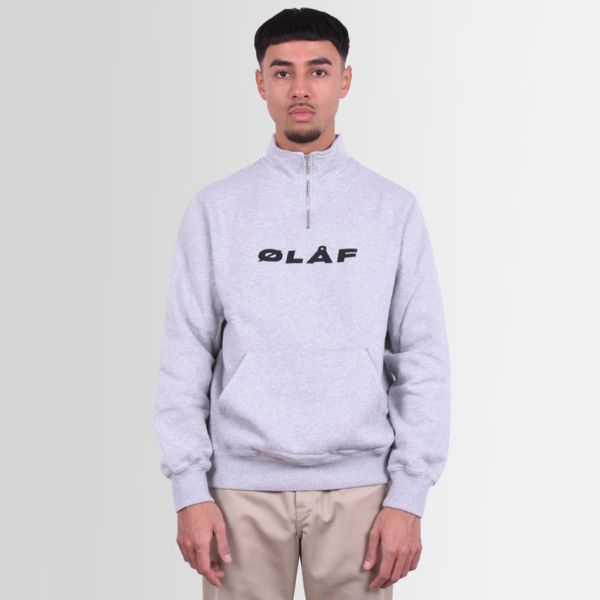 Olaf Italic Zip Mock Sweater Grijs