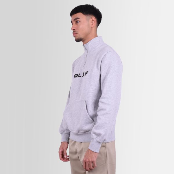 Olaf Italic Zip Mock Sweater Grijs