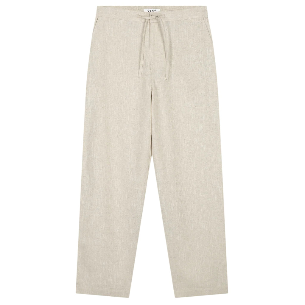 Olaf Linen Barrel Leg Broek Beige