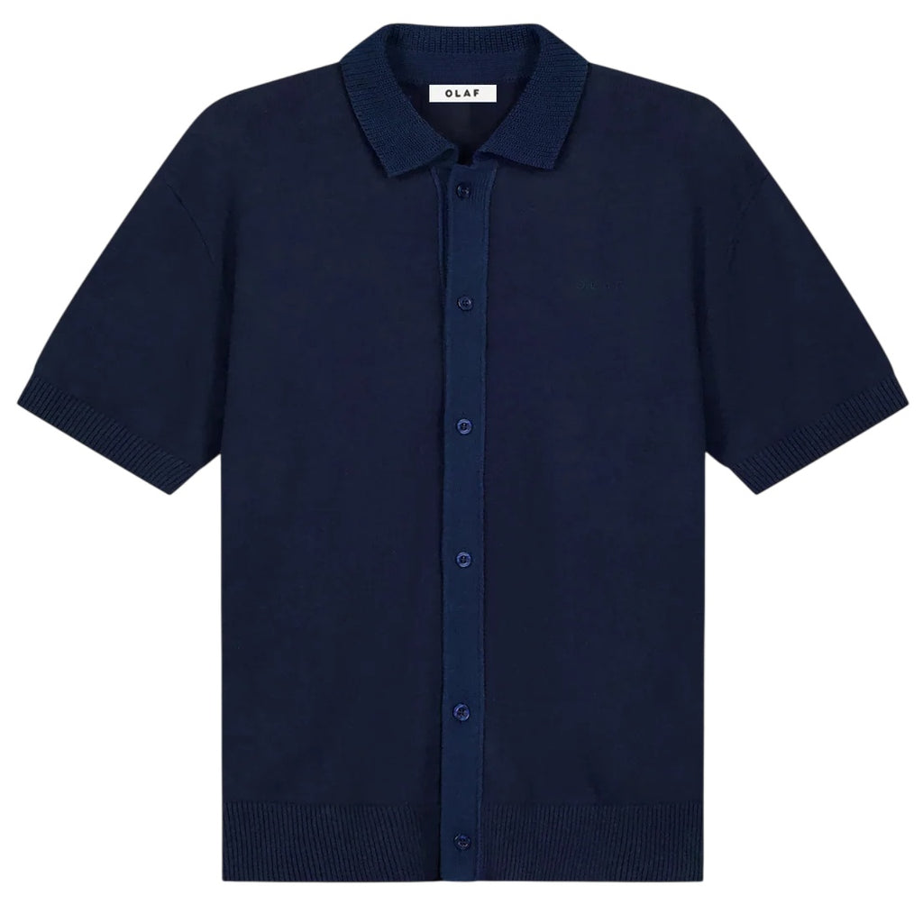 Olaf Linen Knitted Overhemd Navy