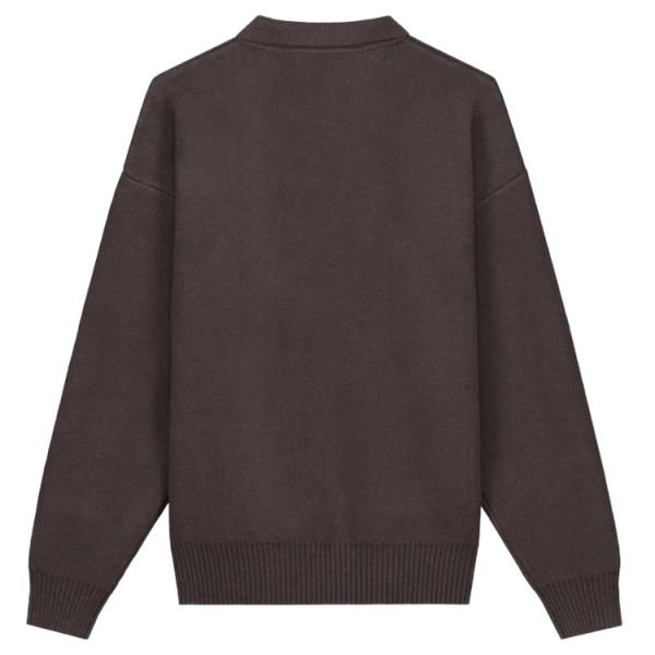 Olaf Oversized Knitted Longsleeve Polo Bruin