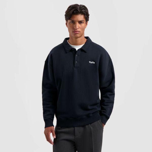 Olaf Oversized Longsleeve Polo Zwart