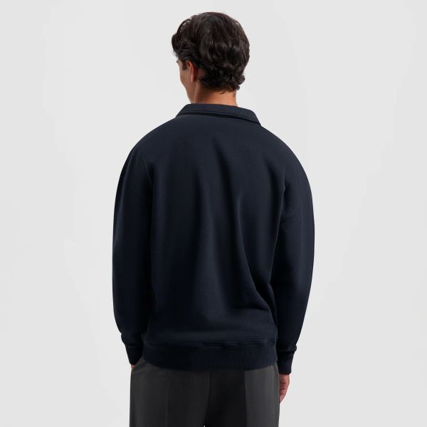 Olaf Oversized Longsleeve Polo Zwart