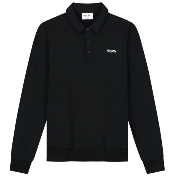 Olaf Oversized Longsleeve Polo Zwart