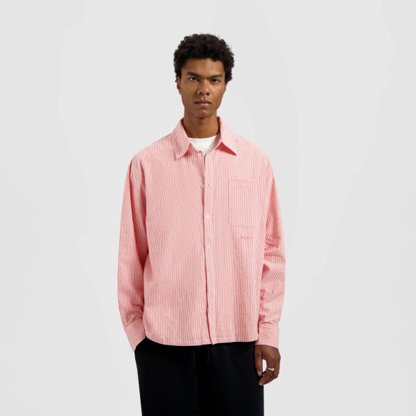 Olaf Oversized Stripe Oxford Overhemd Roze