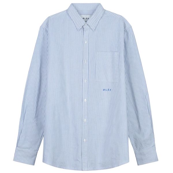 olaf oxford stripe overhemd navy blauw