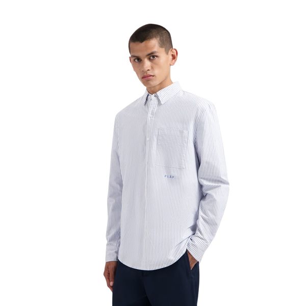 olaf oxford stripe overhemd navy blauw