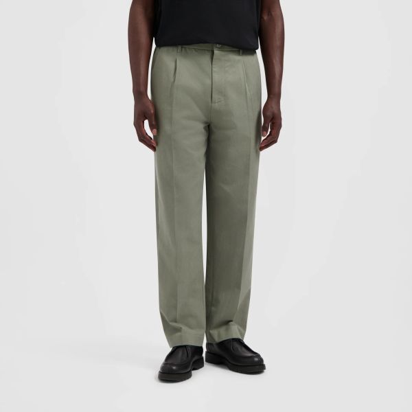 Olaf Regular Pleated Chino Donker Groen